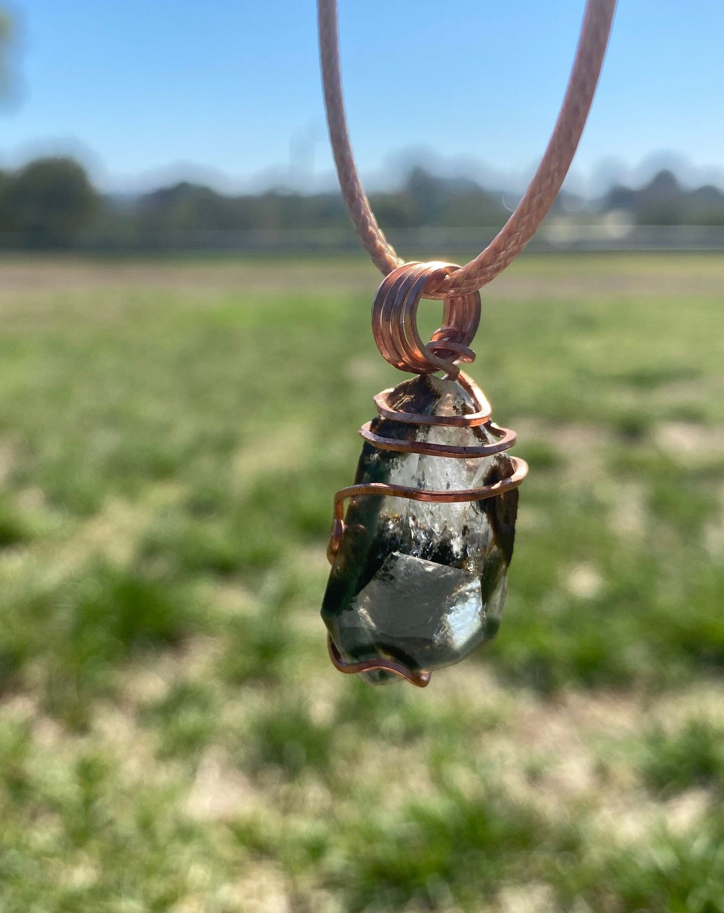 Phantom Garden Quartz Copper Wrapped Necklace