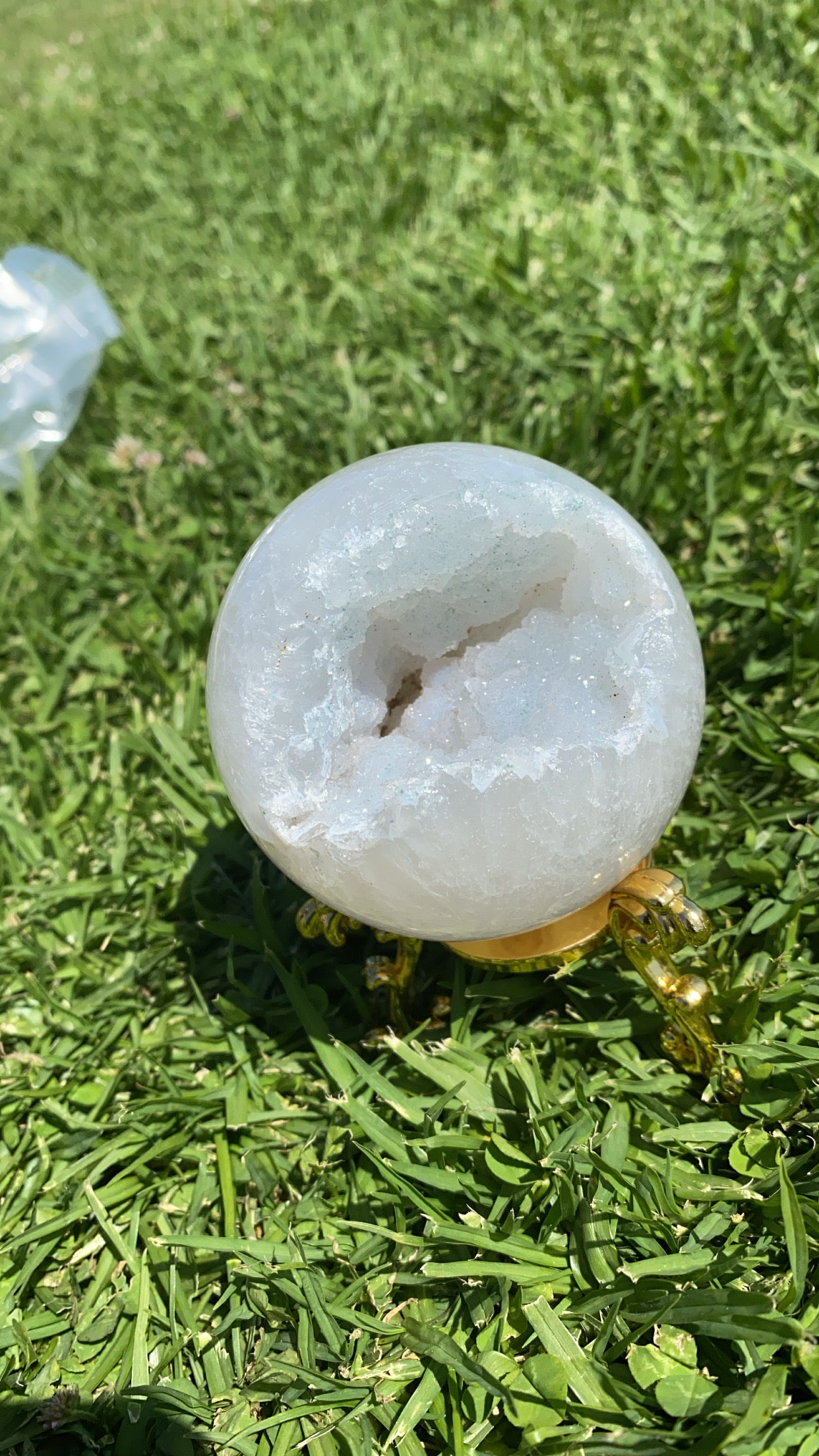 White Druze Flower Agate “Snowball” Sphere