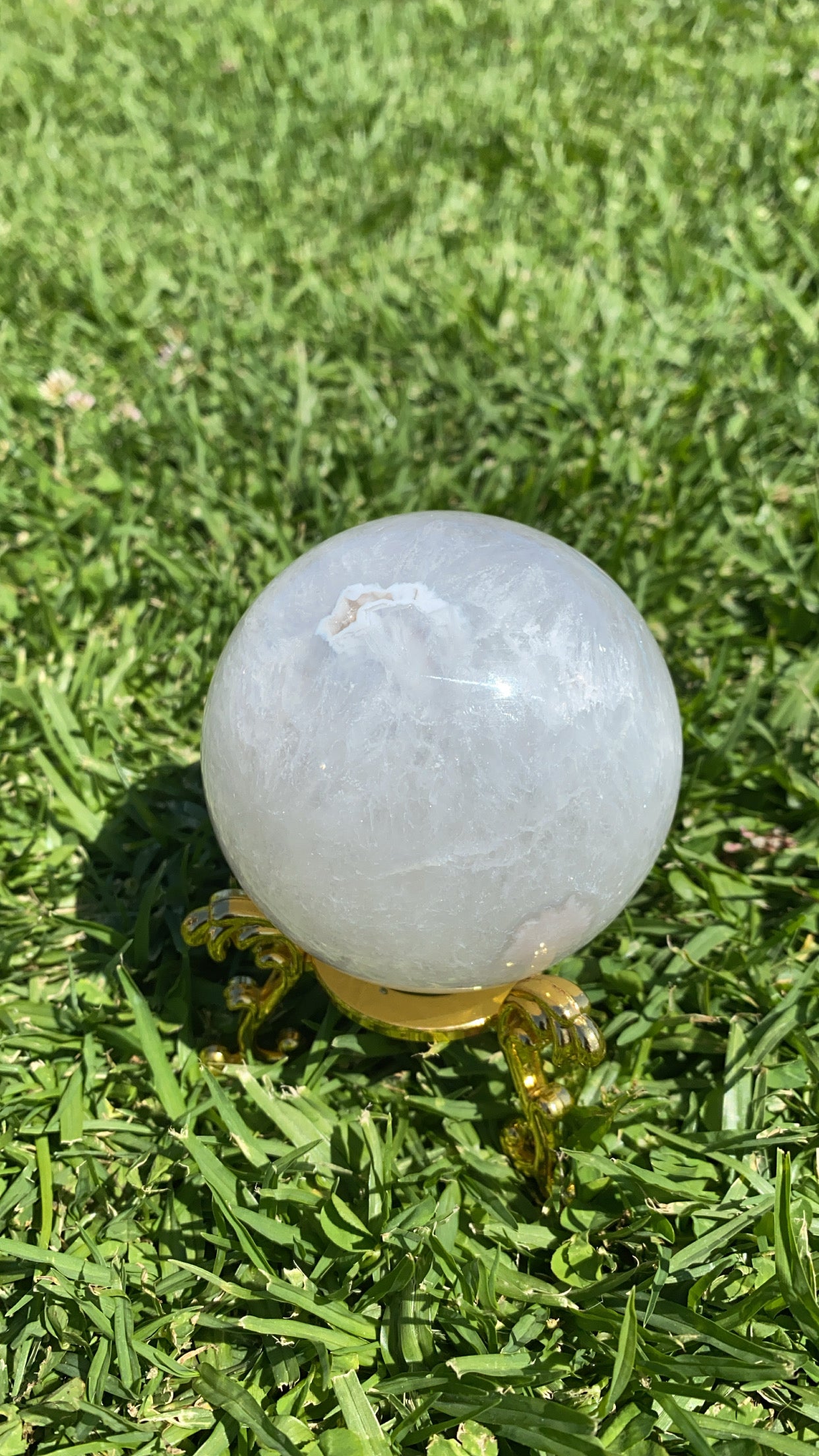 White Druze Flower Agate “Snowball” Sphere