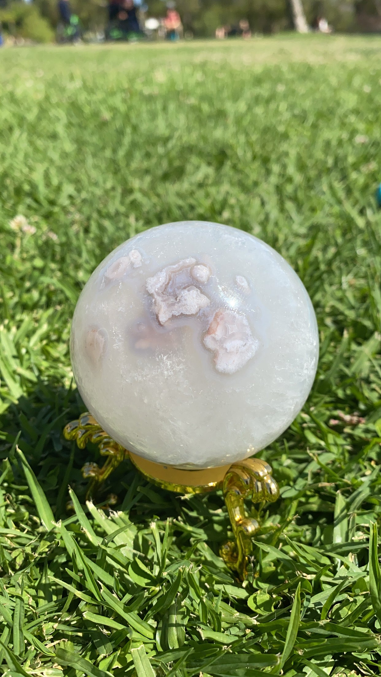 White Druze Flower Agate “Snowball” Sphere