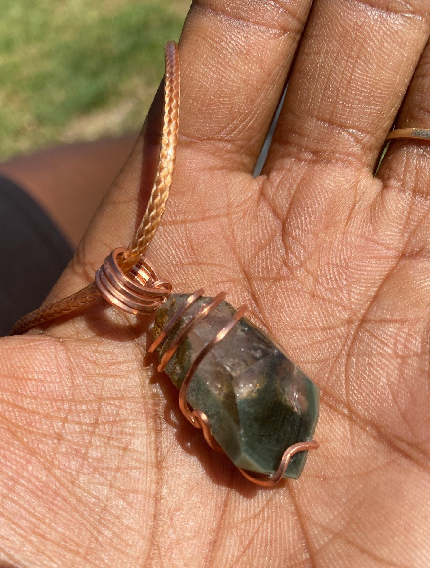 Phantom Garden Quartz Copper Wrapped Necklace