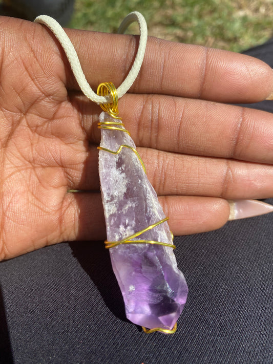 Hand-wrapped Amethyst Point Necklace