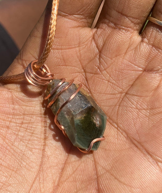 Phantom Garden Quartz Copper Wrapped Necklace