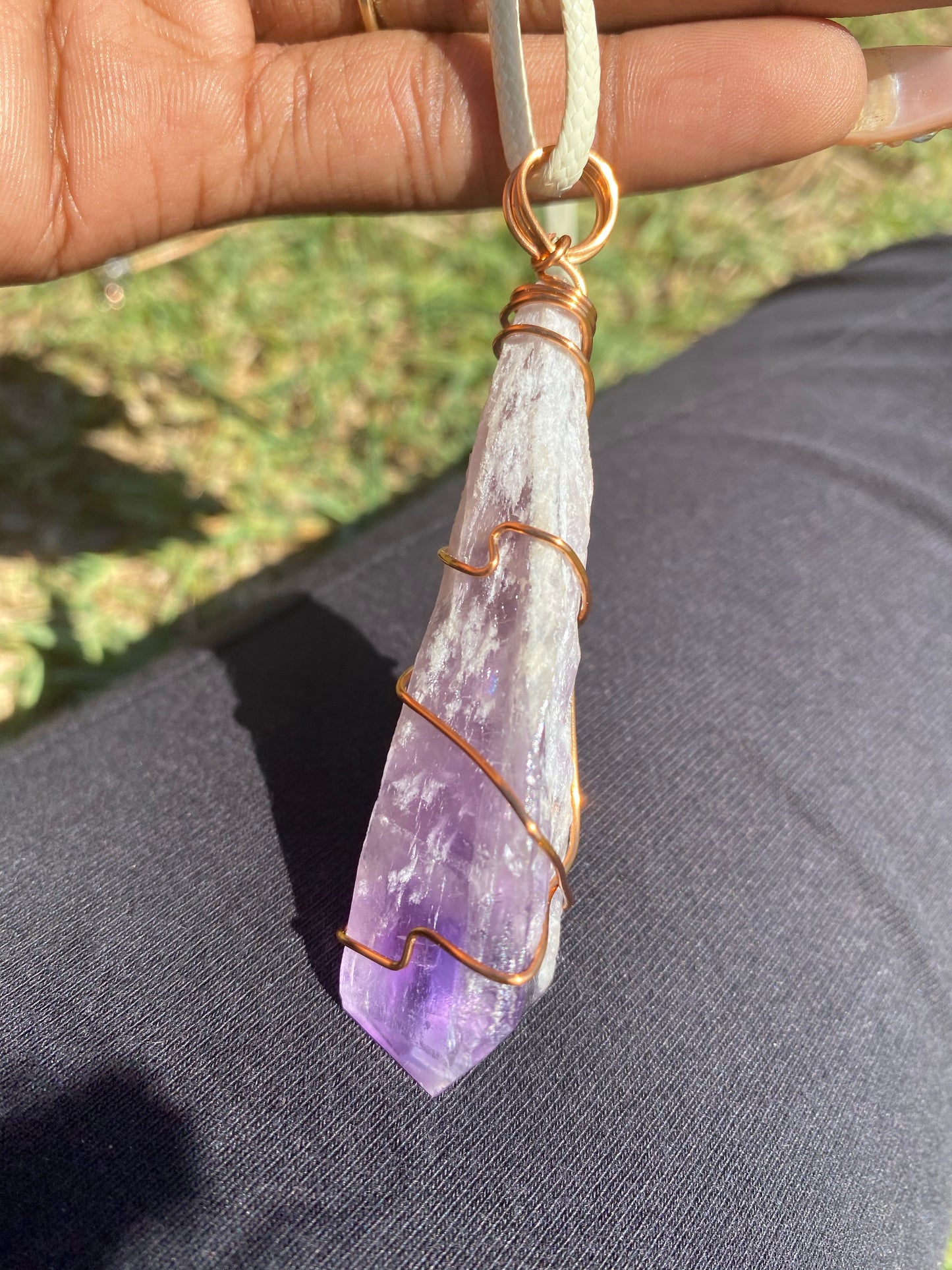 Hand-wrapped Amethyst Point Necklace