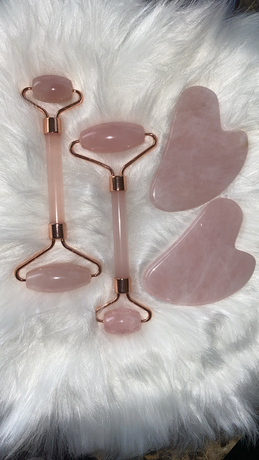Rose Quartz Gua Sha Set