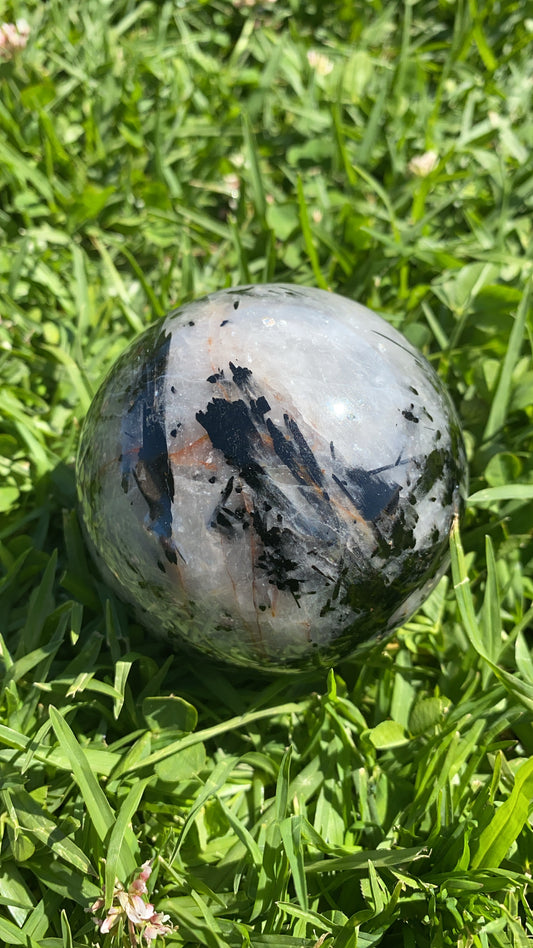 Black Tourmaline in Quartz w/ Iron inclusions Sphere
