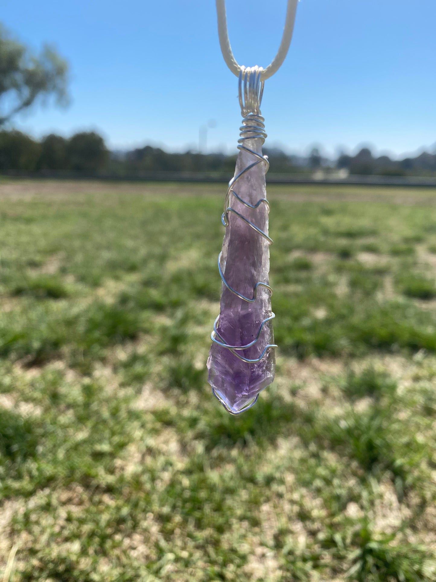 Hand-wrapped Amethyst Point Necklace