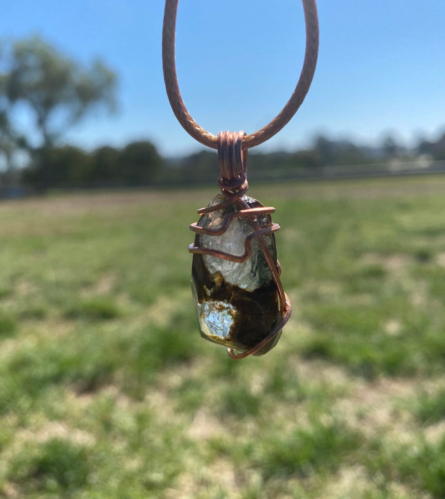 Phantom Garden Quartz Copper Wrapped Necklace