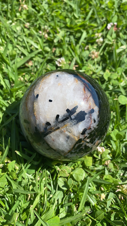 Black Tourmaline in Quartz Sphere